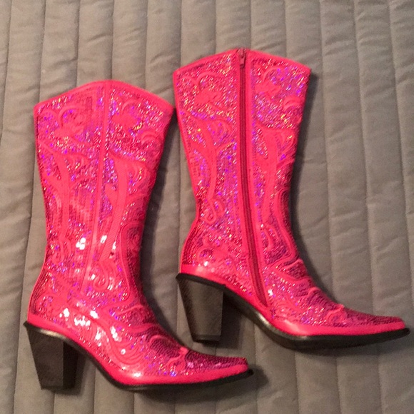 Helens Heart Pink Sequin Boots 